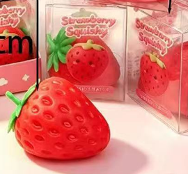 Squishy Crunchy Strawberry 3.3" ($5.20/EA DELIVERED) *CONTACT US TO PREORDER TODAY!
