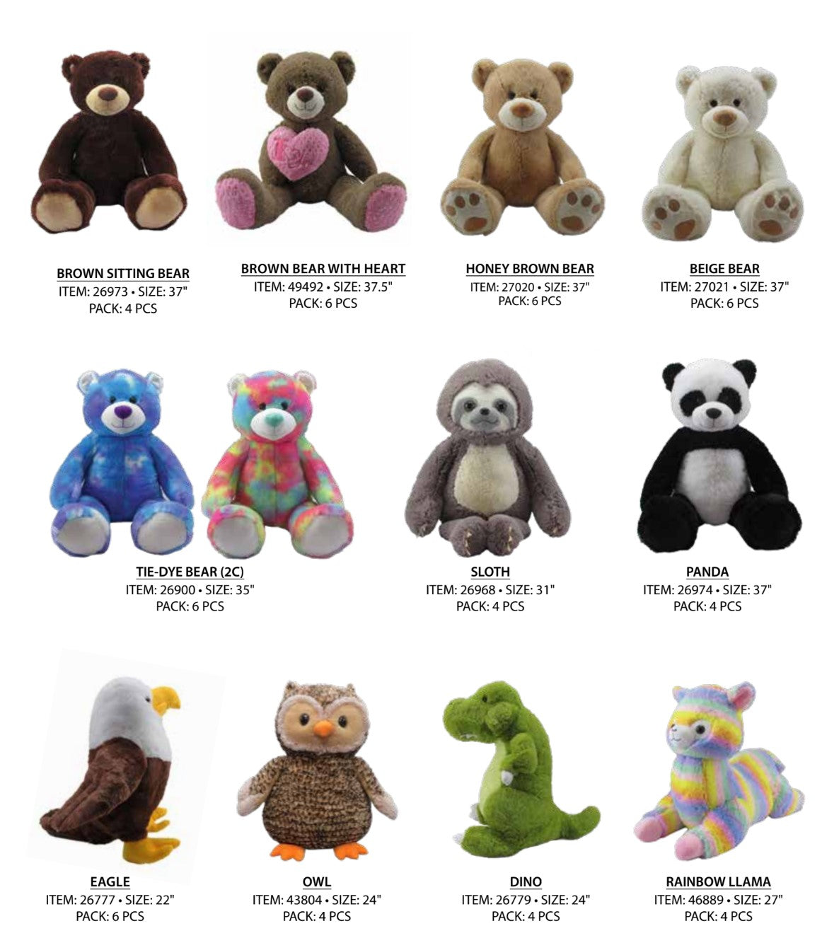 Big One/Monster/Giant Plush Pallet Program CONTACT A SALES REP TO ORDER TODAY!!